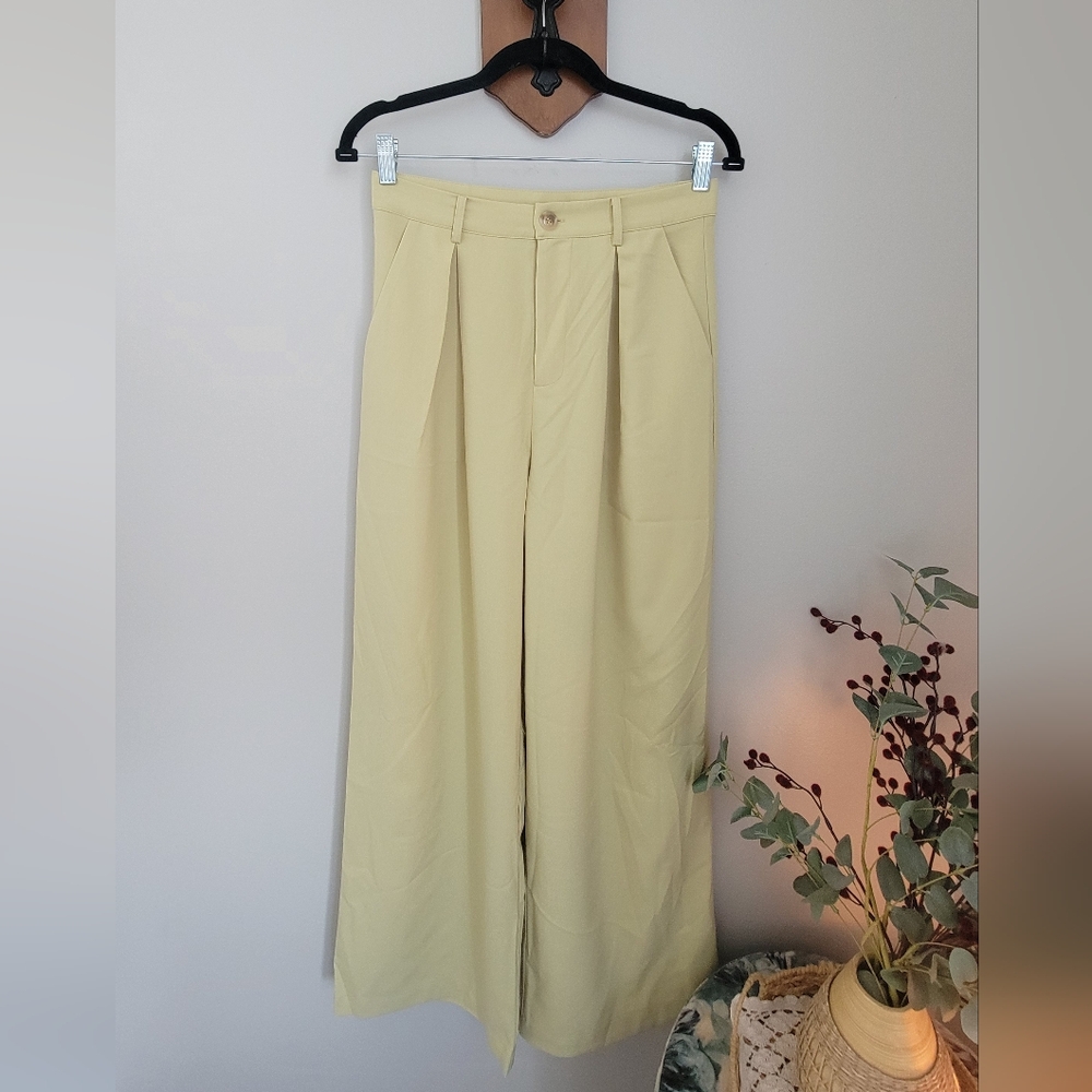 Kori Pale Yellow High-Waist Wide Leg Pants